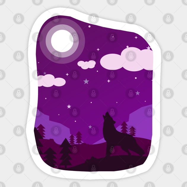 Wolf in the Night Sticker by TaliDe